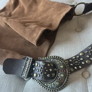 Leatherock USA Brown Western Suede Studded Slouchy Shoulder Purse thumbnail 9