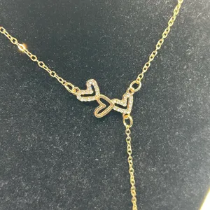 Swarovski Gold High Quality Heart Necklace For Women Real 18k Gold Plated Waterproof CZ thumbnail 2