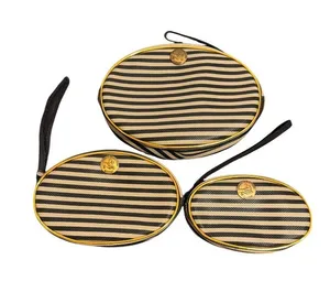 Ducks Unlimited Striped Oval Cosmetic Bags Set Of 3 Wrist Straps Nesting NWOT thumbnail 1