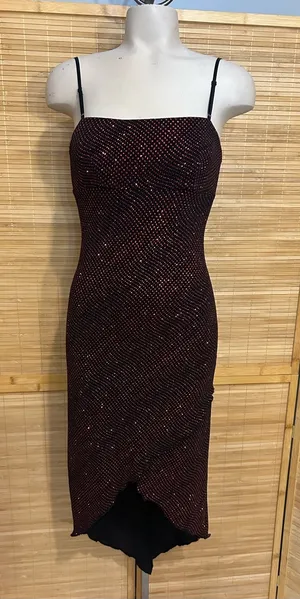 City Triangles Y2K vintage black and red glitter dress adjustable straps medium thumbnail 1