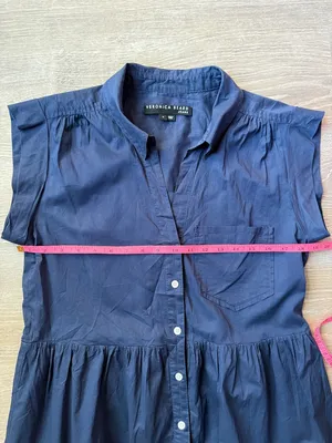VERONICA BEARD Trisha Tiered Button-Front Mini Shirtdress Medium thumbnail 11