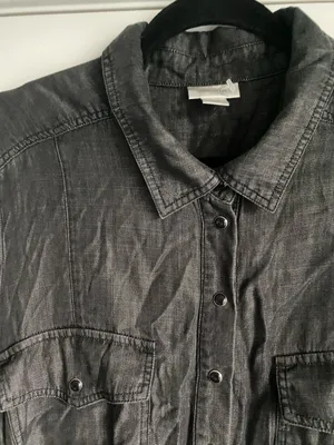 Avenue Women's Plus Size Denim Tiered Shirtdress New 16 thumbnail 11