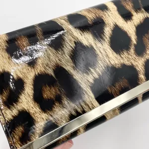Women's Leopard Print Faux Patent Leather Organizational Foldover Wallet Clutch thumbnail 8