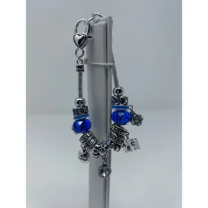 Teacher Charm Bracelet Blue Apple #1 Teacher Book ABC Heart Spacers 8"‎ Long thumbnail 3