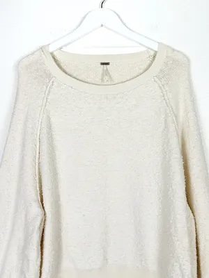 Free People Boucle Found My Friend ivory cream cotton oversized sweater size S thumbnail 5