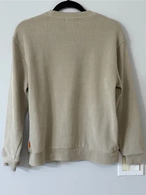 Negative Space Beige Ribbed Crewneck Sweatshirt Size S thumbnail 7