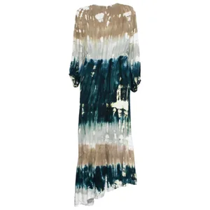 Young Fabulous Broke Dress Tie Dye Faux Wrap Maxi Balloon Sleeve Festival Boho L thumbnail 4