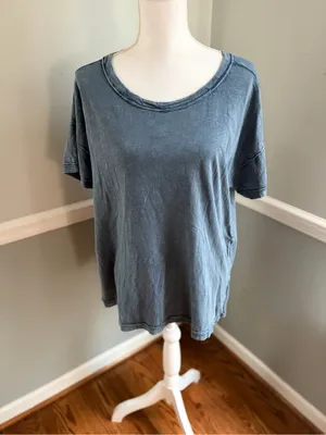 Pilcro Anthropologie Jordyn Oversized Cotton Slub Tee Faded Blue/Indigo Wash M thumbnail 5