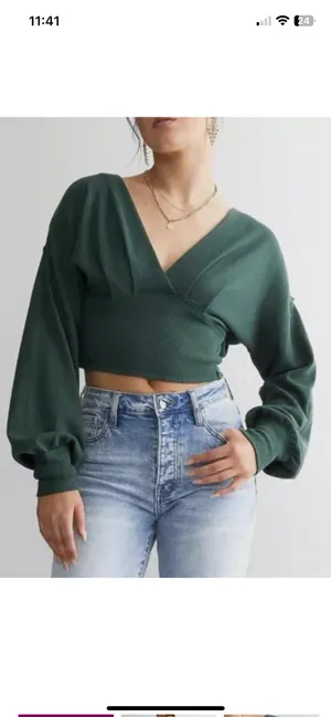 We The Free Free People- All Nighter Thermal Cropped Top - Pine Green thumbnail 6