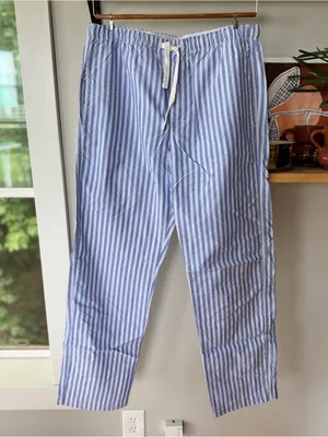 GAP Blue Striped Cotton Elastic Waist Drawstring Pajama Pants Sz Medium thumbnail 4
