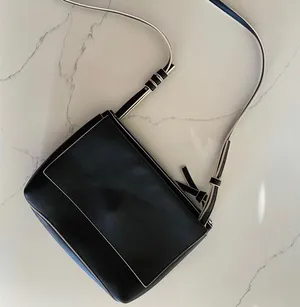 Black With White Trim Contemporary Small Crossbody Purse Bag thumbnail 1