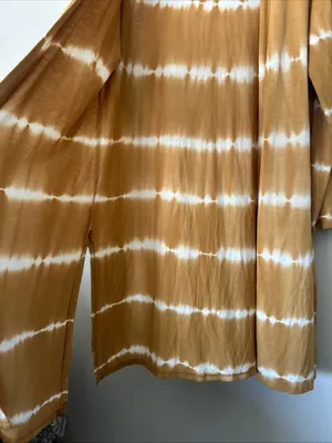 Maurices Women's Gold Mustard Yellow Open Tie Dye LS Cardigan Duster Medium thumbnail 4