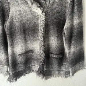 The Limited Scandal Collection Gray Fringe Knit Cardigan Sweater Wool‎ Blend thumbnail 3