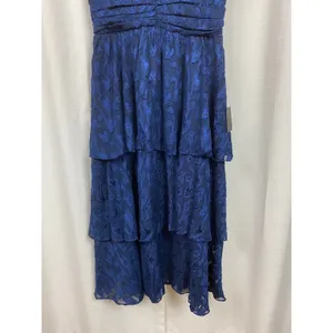 Lulus Navy Blue Make It Mesmerizing Jacquard Tiered Midi Dress Sz.L NWT thumbnail 7