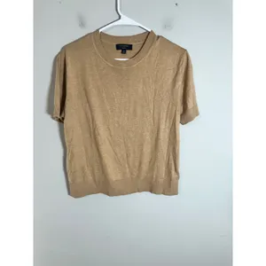 Banana Republic Forever Short Sleeve‎ Sweater Tan Beige Cotton Rayon Small thumbnail 2