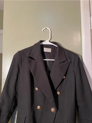 Lioness Women's Sz Medium Double Breasted Blazer with Gold Button Hardware Black thumbnail 6