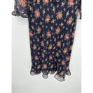 Donna Ricco Floral‎ Midi Dress Size 10P Feminine Ruffle Dainty Modest Sheer thumbnail 5