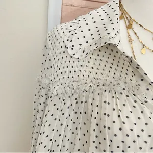 Anthropologie Long-Sleeve Smocked Tiered Polka Dot Maxi Dress Size Small New thumbnail 5