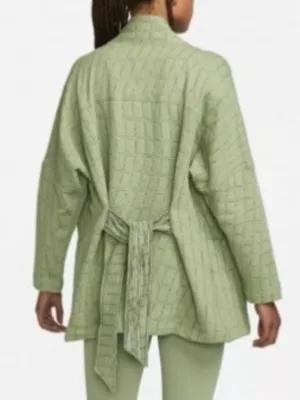Nike Cardigan Size Small Oil Green Reversible Jacquard Knit Wrap‎ Pilates Cozy thumbnail 12
