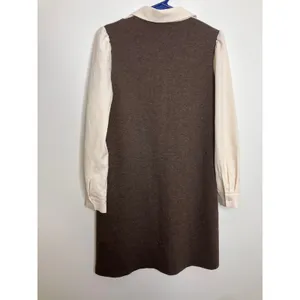 Goelia Layered Mini Dress Womens S Brown Excellent Herringbone V-Neck Preppy thumbnail 8