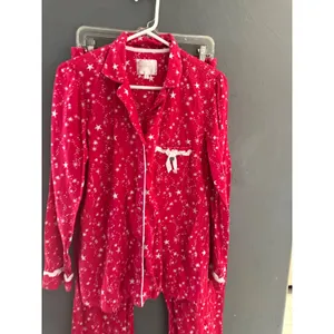 Victoria's Secret Y2k Red Star Print Cotton Flannel Pajama Set Womens M 2 Piece thumbnail 2