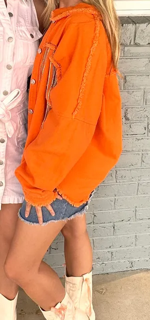 Denim Style Jacket Orange Size M thumbnail 2