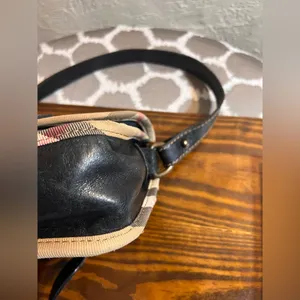 Burberry Vintage Black Crossbody Bag with Nova Check trim magnetic snap on flap thumbnail 8