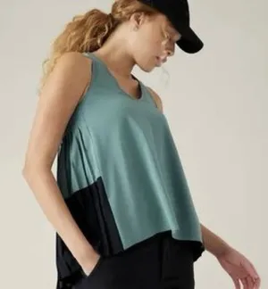Athleta Teal and‎ Black Colorblock V-Neck Tank thumbnail 1