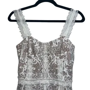 NEW NWOT Bronx & Banco Tiffany Blanc Lace Midi Dress In White thumbnail 4