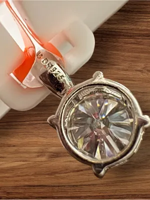 Sterling Silver Dainty 1CTW Round Cut Moissanite Pendant thumbnail 3