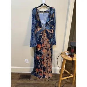 Free People Constance Boho Paisley Jumpsuit Size XL Boho Retro thumbnail 2