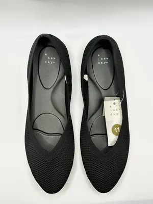 NWT A New Day Black Knit Pointed Toe Ballet Flats 11 Clean Girl Minimalist thumbnail 2