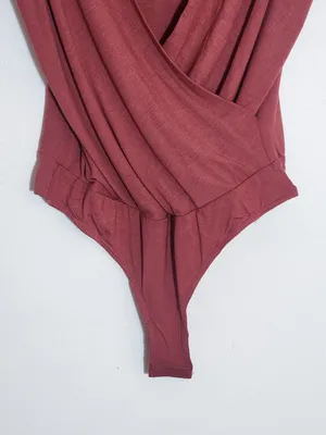 Lulus Marsala Faux Wrap Sleeveless Bodysuit Size Small NWT thumbnail 3