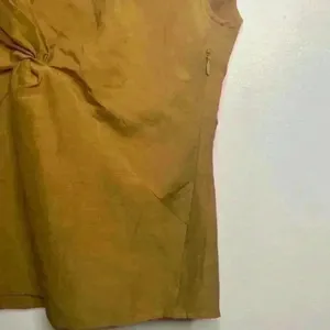 Zara Knotted V Neck Sleeveless Mustard Top Blouse thumbnail 5
