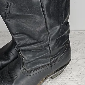 Shyanne Patsy Shy slouch western cowgirl black leather slip on boots sz 6.5 thumbnail 5