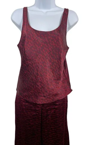Victoria's Secret VTG Red Black Satin Feel Sleeveless Elastic Waist Pant Set S 90s thumbnail 1