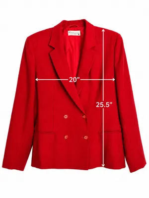 Donna Liara Red Wool Blazer Jacket Double Breasted Italy Size 11/12 Vintage thumbnail 4