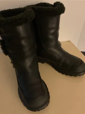 Ugg women black leather waterproof biker moto boots US 7 thumbnail 11