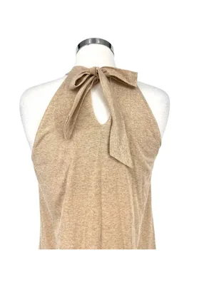 Michael Stars Metallic Gold Halter Dress Beach Resort Party Cream Beige Size XS thumbnail 6