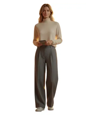 Herman Geist Women’s 6P Gray 100% Wool Wide Leg Fully Lined Petite Work Trousers thumbnail 3