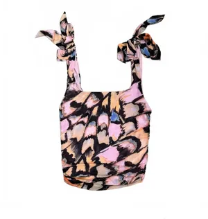 Free People Avenue Print Tank Top Crop Black Small thumbnail 3