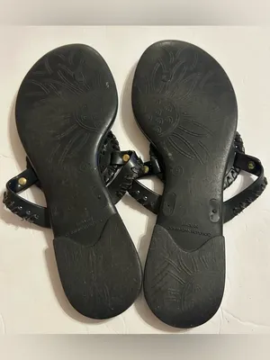 Jack Rogers Black Medallion Stud Thong Sandals thumbnail 5