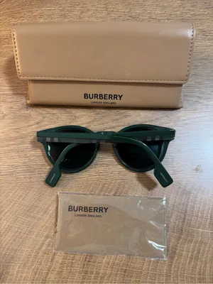Burberry Green Round Frame Sunglasses with Tan Case thumbnail 2