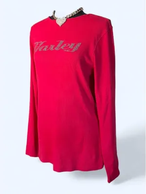 Vintage Y2K Harley Davidson McBling Rhinestone Long Sleeve Top Size Medium thumbnail 5