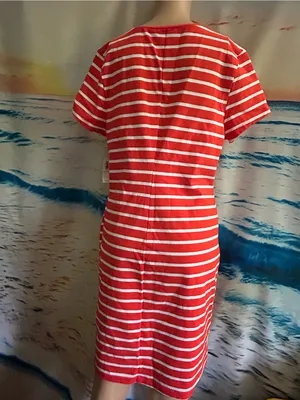 Old Navy Women’s Striped Orange & White Casual Tee Dress LG NWT thumbnail 2