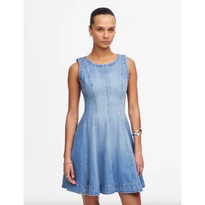Madewell Circle Mini Dress Airy Denim Ashbury Wash Blue Fit Flare XXS NWT thumbnail 2