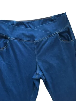 Halara Flex High Waisted Crossover Denim Stretch Pant Sz 3XP Flare Hem Comfort thumbnail 5