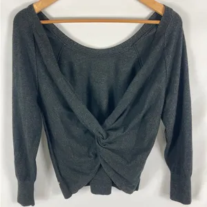 Victorias Secret Twist Open Back Grey Long Sleeve Top Size Medium thumbnail 4