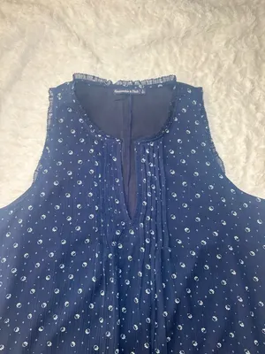 Abercrombie & Fitch Navy Blue Sleeveless Pintuck Dot Camisole thumbnail 2