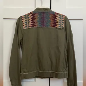 XS Distressed Olive Bomber Jacket thumbnail 2